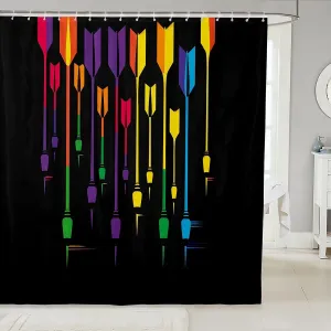 Erosebridal Shooting Shower Curtain 72" Wx84 L Arrows Bathroom Accessories for Kids Men Women Rainbow Racing Sports Black Purple Green Waterproof Bath Curtain