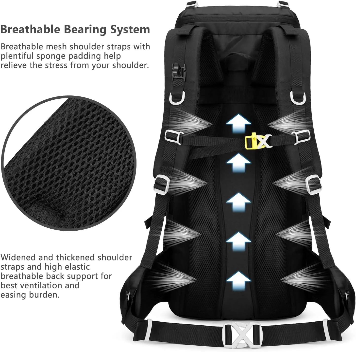 Esup 50L Hiking Backpack Men Camping Backpack with rain cover 45l 5l Lightweight Backpacking Backpack Travel Backpack
