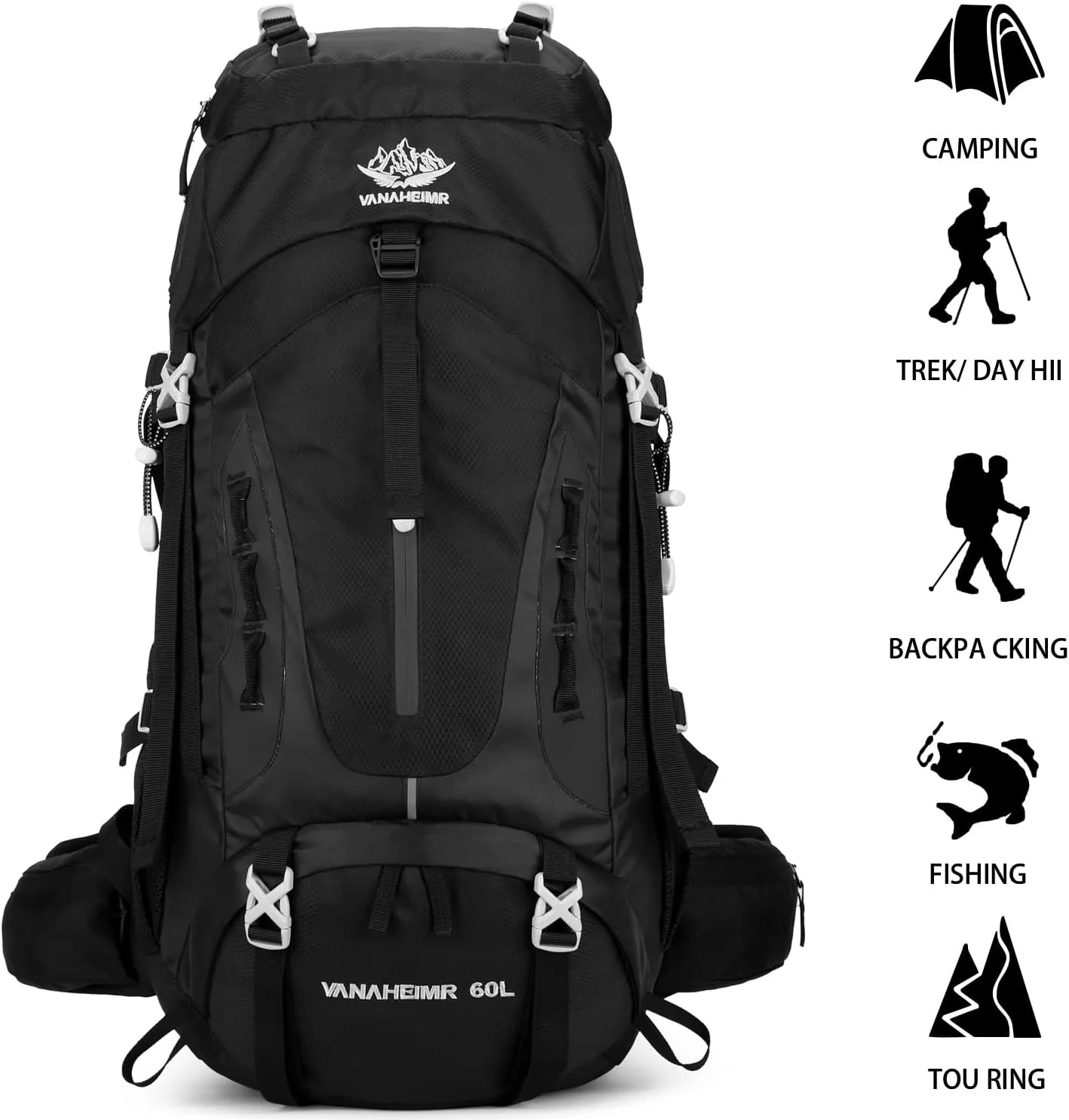 Esup 50L Hiking Backpack Men Camping Backpack with rain cover 45l 5l Lightweight Backpacking Backpack Travel Backpack
