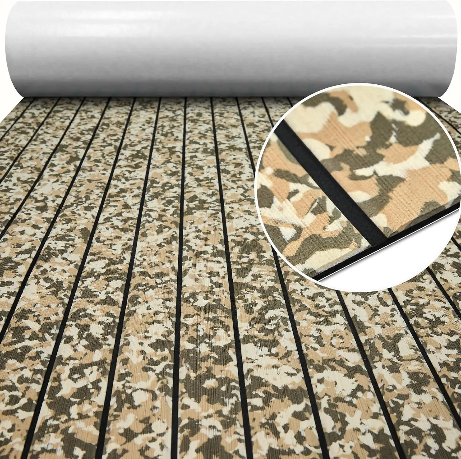 EVA Foam Boat Decking 94" x 45" Self-Adhesive Non-Slip 6mm Camo Marine Deck for Yacht Jet Ski Kayak Fishing