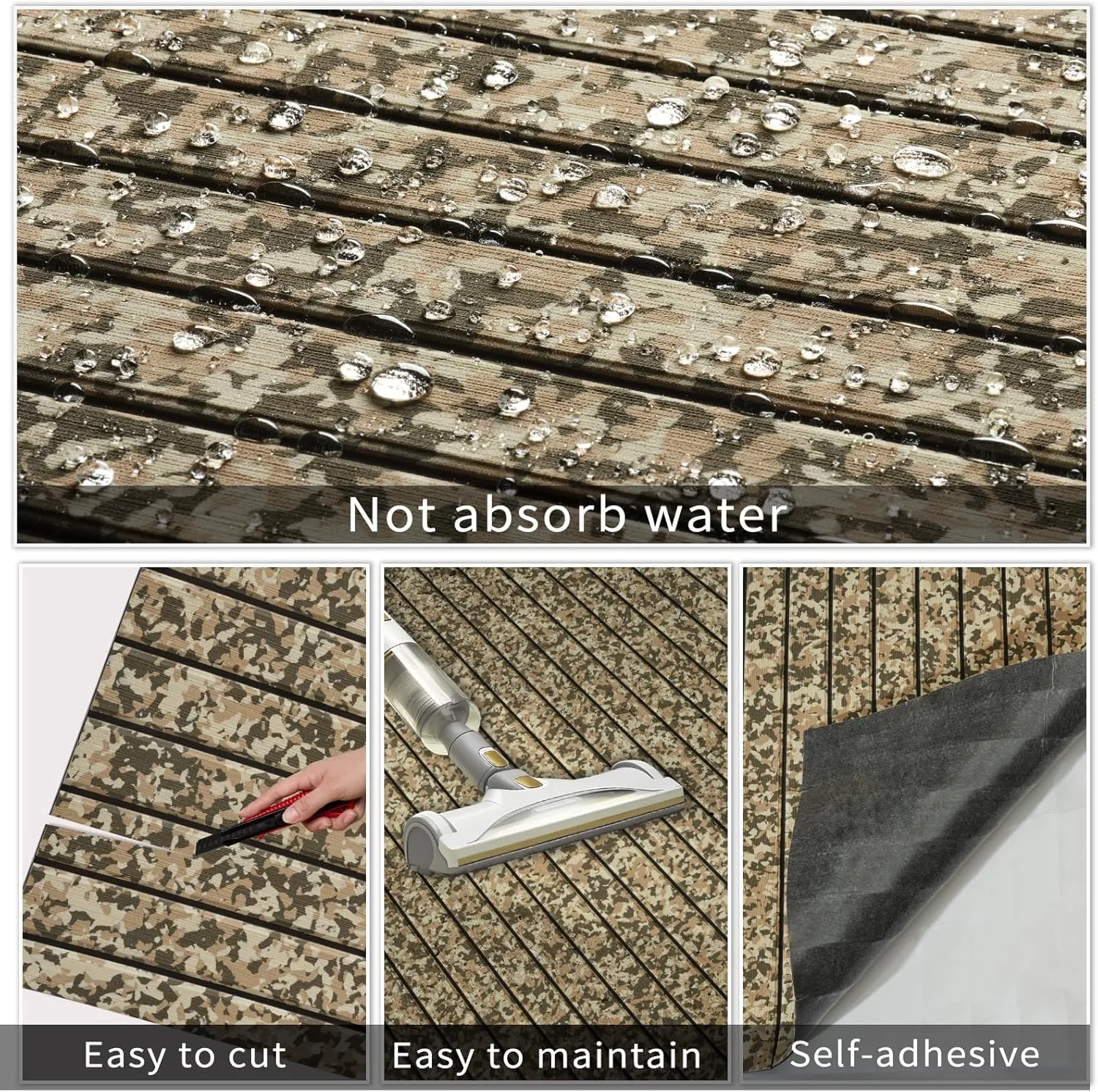 EVA Foam Boat Decking 94" x 45" Self-Adhesive Non-Slip 6mm Camo Marine Deck for Yacht Jet Ski Kayak Fishing