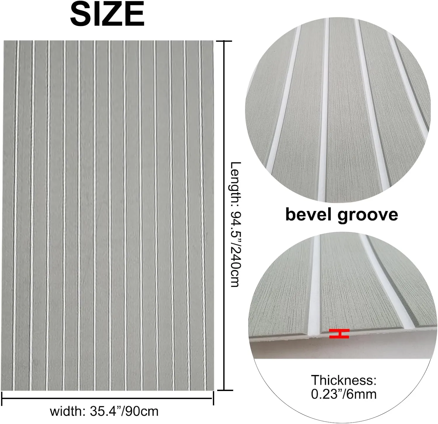 EVA Foam Boat Flooring 94.5"× 35.4" Self-Adhesive Non-Slip Boat Deck Mat Traction Pad for Boats Yacht Swim Platform RV Floor Kayak Surfboard Golf Cart