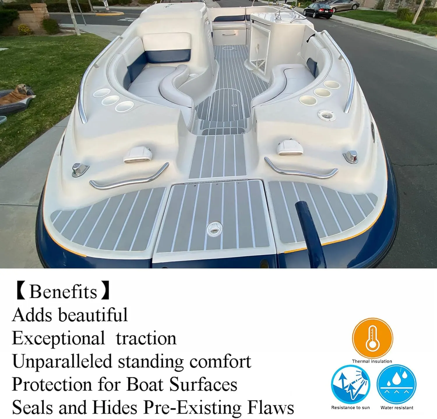 EVA Foam Boat Flooring 94.5"× 35.4" Self-Adhesive Non-Slip Boat Deck Mat Traction Pad for Boats Yacht Swim Platform RV Floor Kayak Surfboard Golf Cart