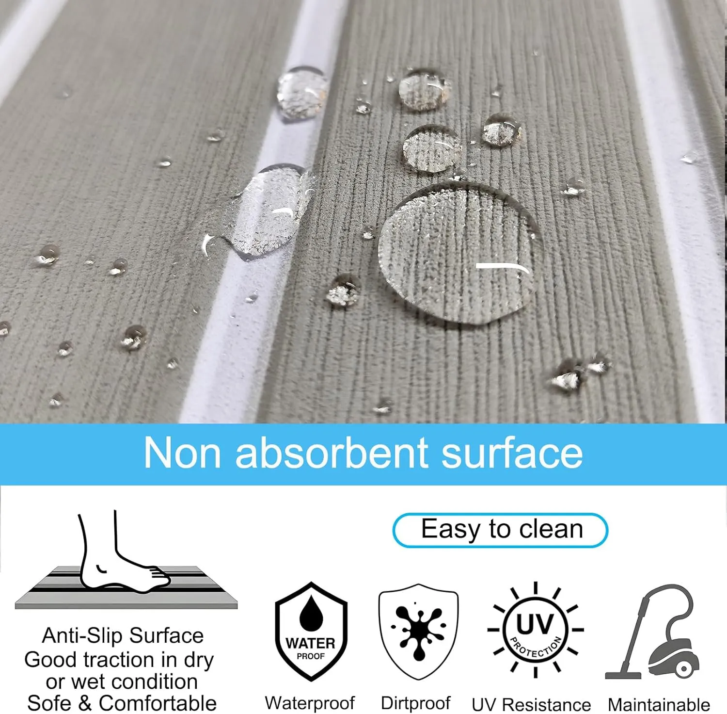 EVA Foam Boat Flooring 94.5"× 35.4" Self-Adhesive Non-Slip Boat Deck Mat Traction Pad for Boats Yacht Swim Platform RV Floor Kayak Surfboard Golf Cart