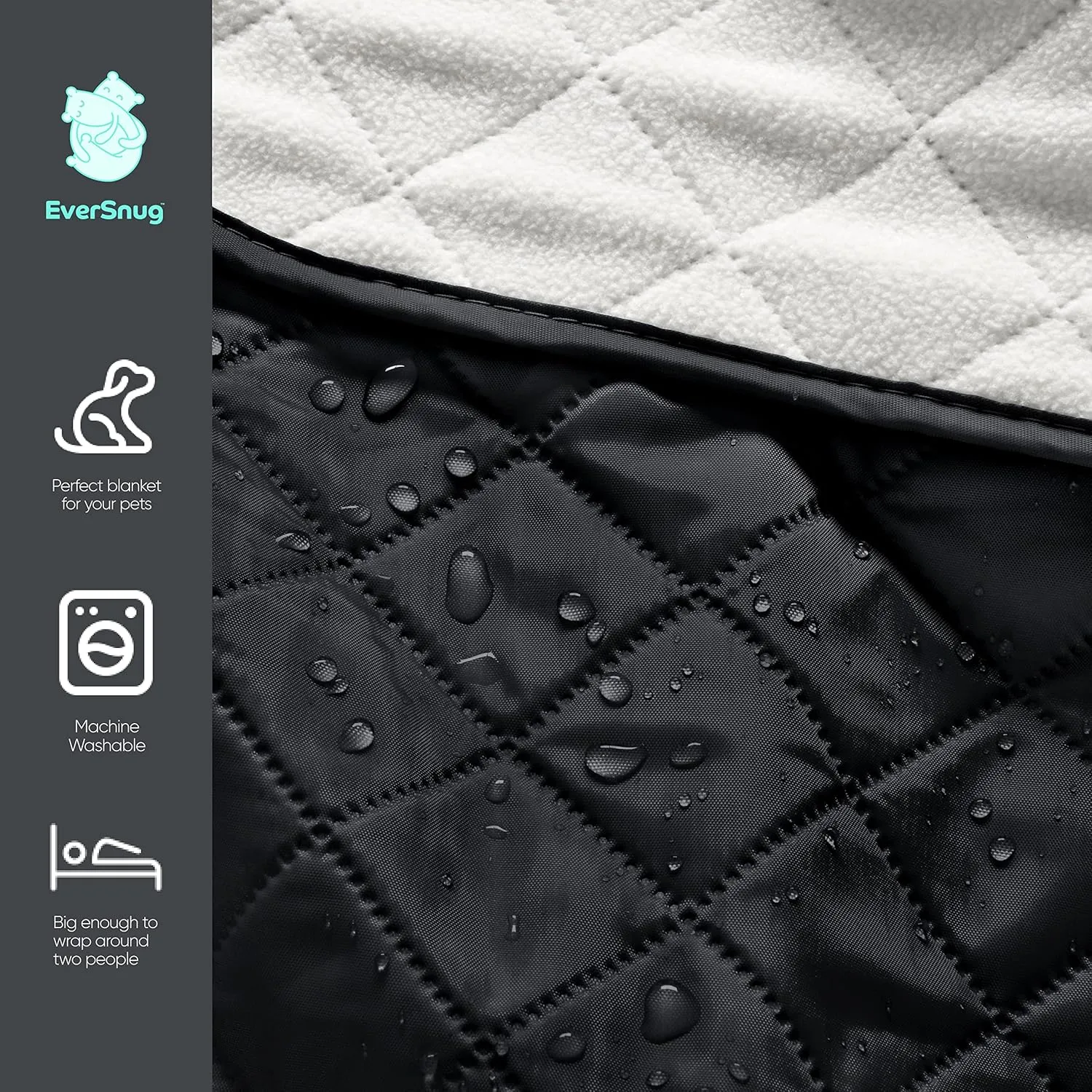 EverSnug Large Waterproof Outdoor Blanket - Extra Thick Premium Quilted Fleece, Waterproof & Windproof, Great for Camping, Picnics, Beaches, Stadiums, Dogs