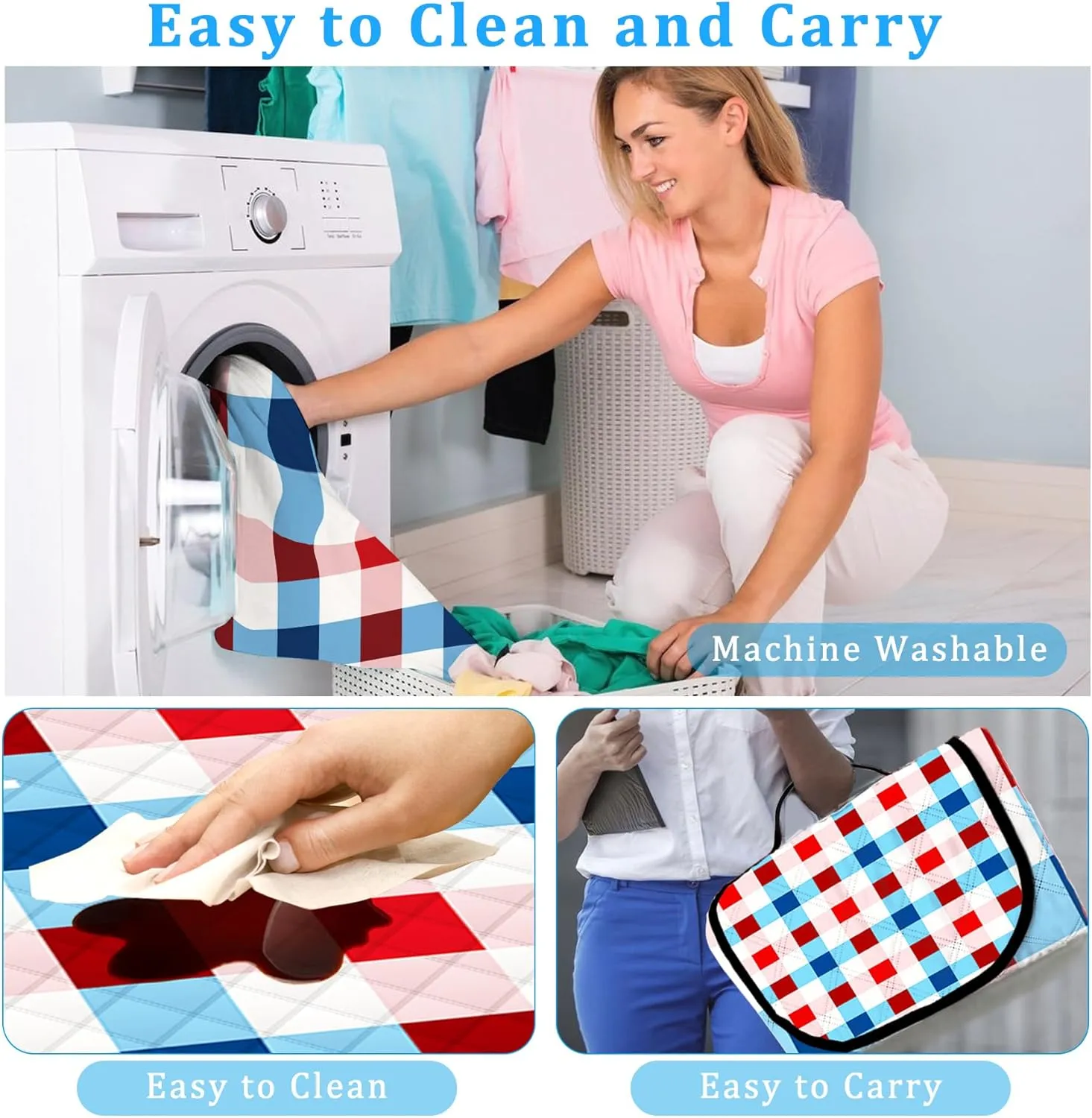 Extra Large Patriotic Picnic Blanket Waterproof,60"x 80"Foldable Machine Washable Beach Blanket,Outdoor Blanket for 6-8 Adults,Suitable for Crawling,Park Beach,Camping,Hiking,Family