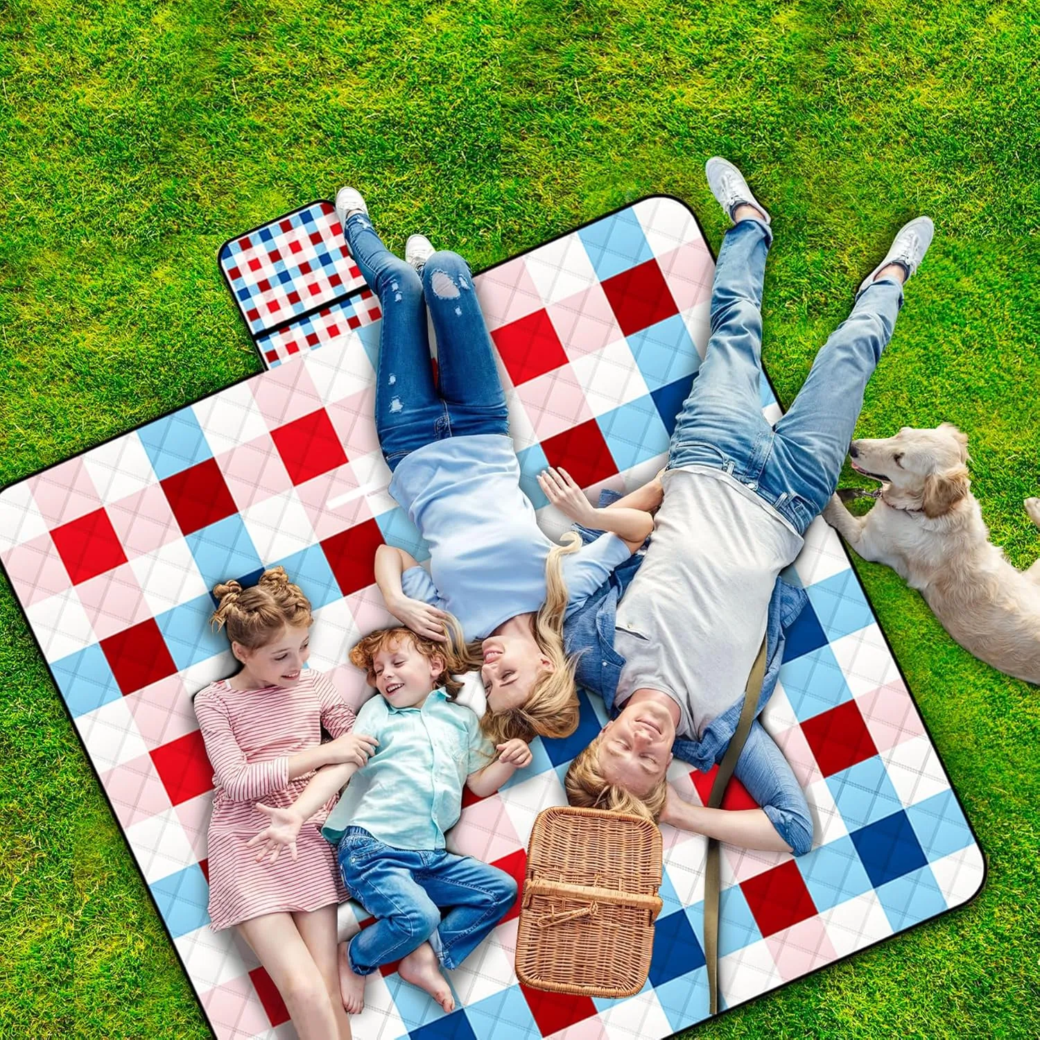 Extra Large Patriotic Picnic Blanket Waterproof,60"x 80"Foldable Machine Washable Beach Blanket,Outdoor Blanket for 6-8 Adults,Suitable for Crawling,Park Beach,Camping,Hiking,Family