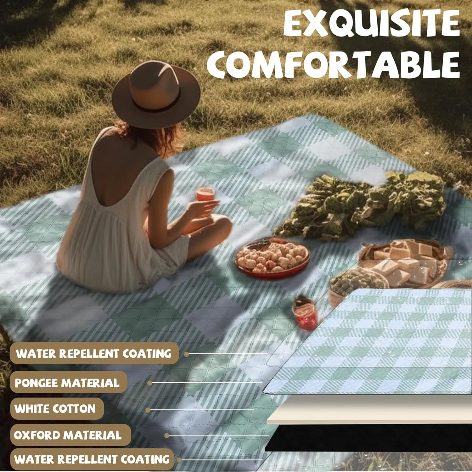 Extra Large Picnic Blankets Portable 80x80 Oversized Waterproof Sandproof Outdoor Boho Beach Blanket Camping Grass Mat Big Xl Sand Free Car Items Summer Essential Hiking Must Have Backpacking Supplies