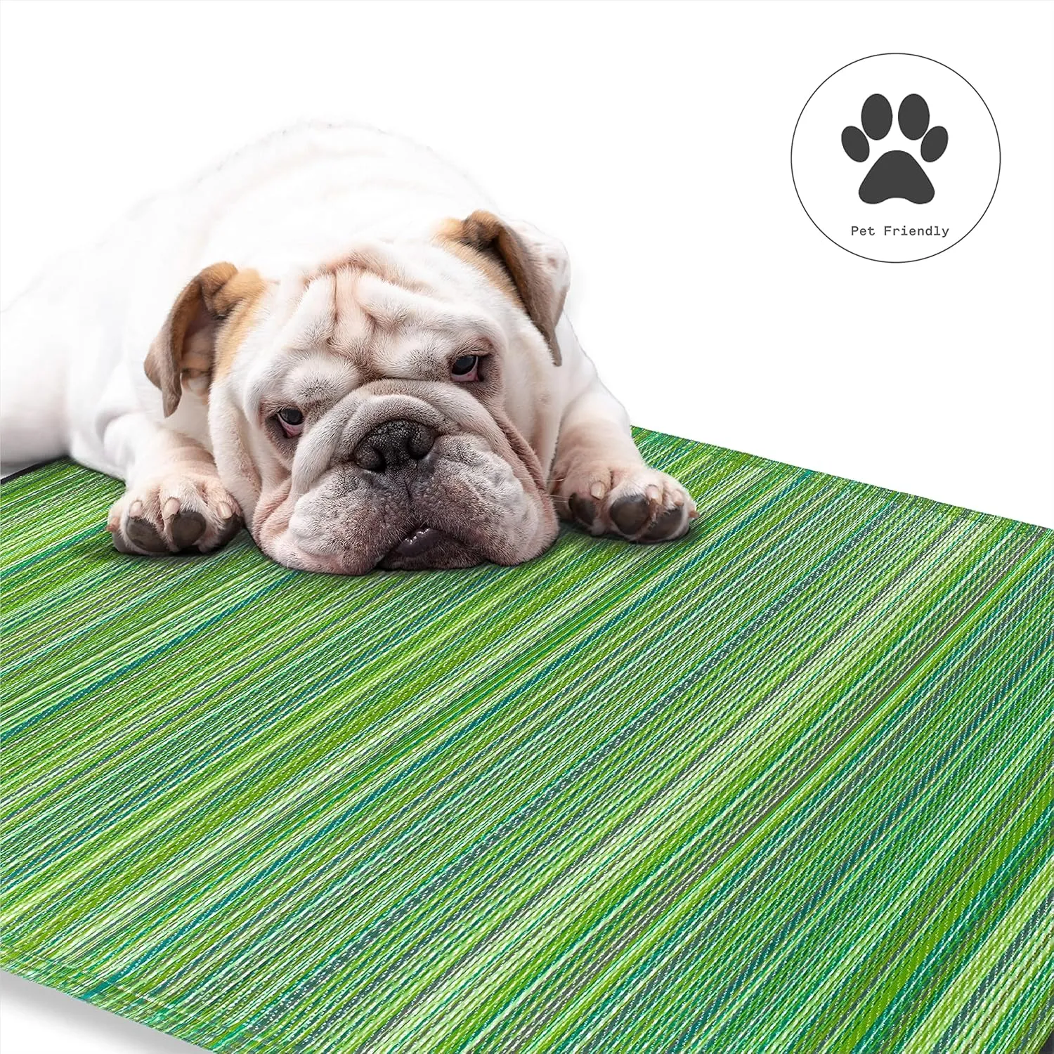 Fab Habitat Outdoor Rug - Waterproof, Fade Resistant, Crease-Free - Premium Recycled Plastic - Striped - Large Patio, Deck, Sunroom, Camping, RV - Cancun - Green - 6 x 9 ft