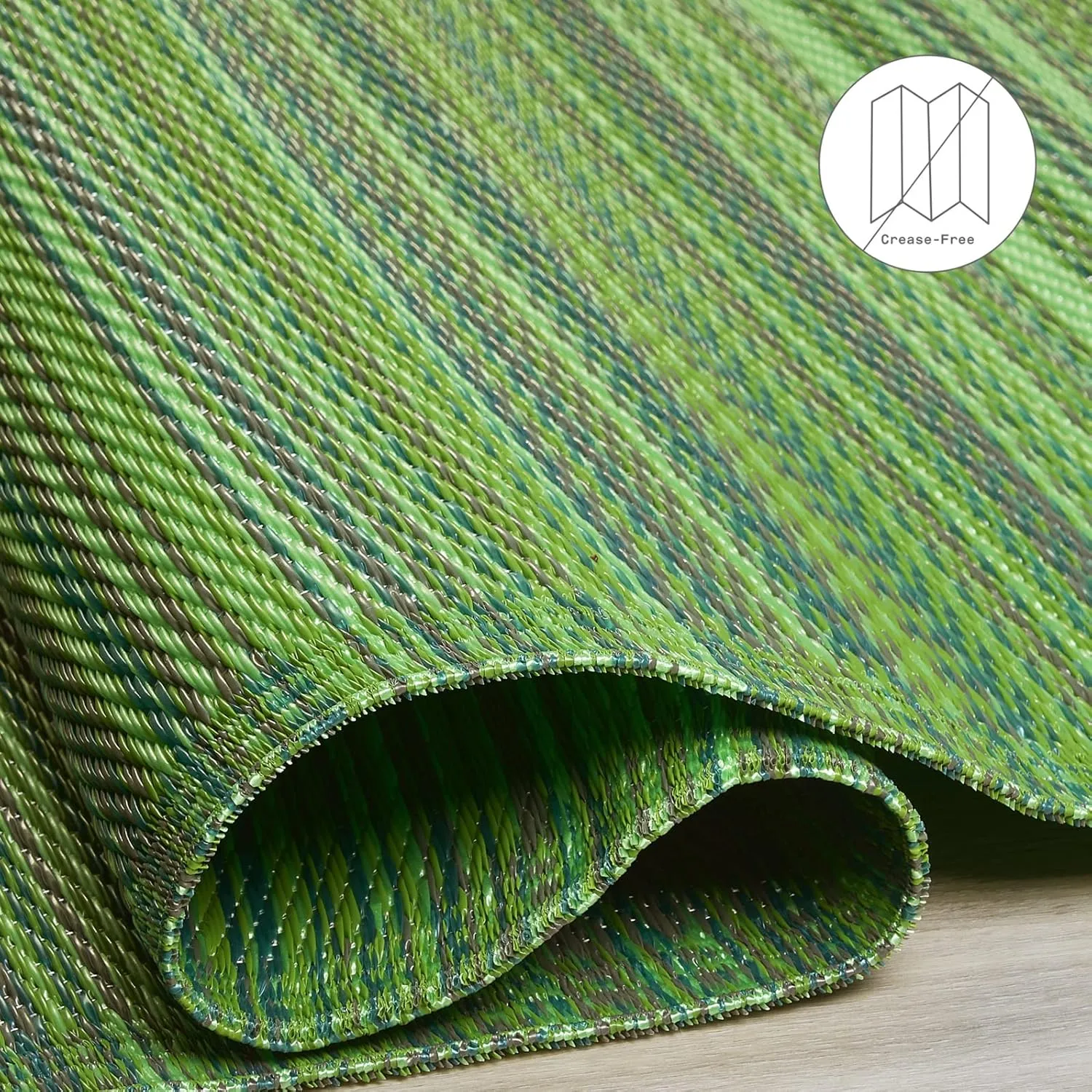 Fab Habitat Outdoor Rug - Waterproof, Fade Resistant, Crease-Free - Premium Recycled Plastic - Striped - Large Patio, Deck, Sunroom, Camping, RV - Cancun - Green - 6 x 9 ft