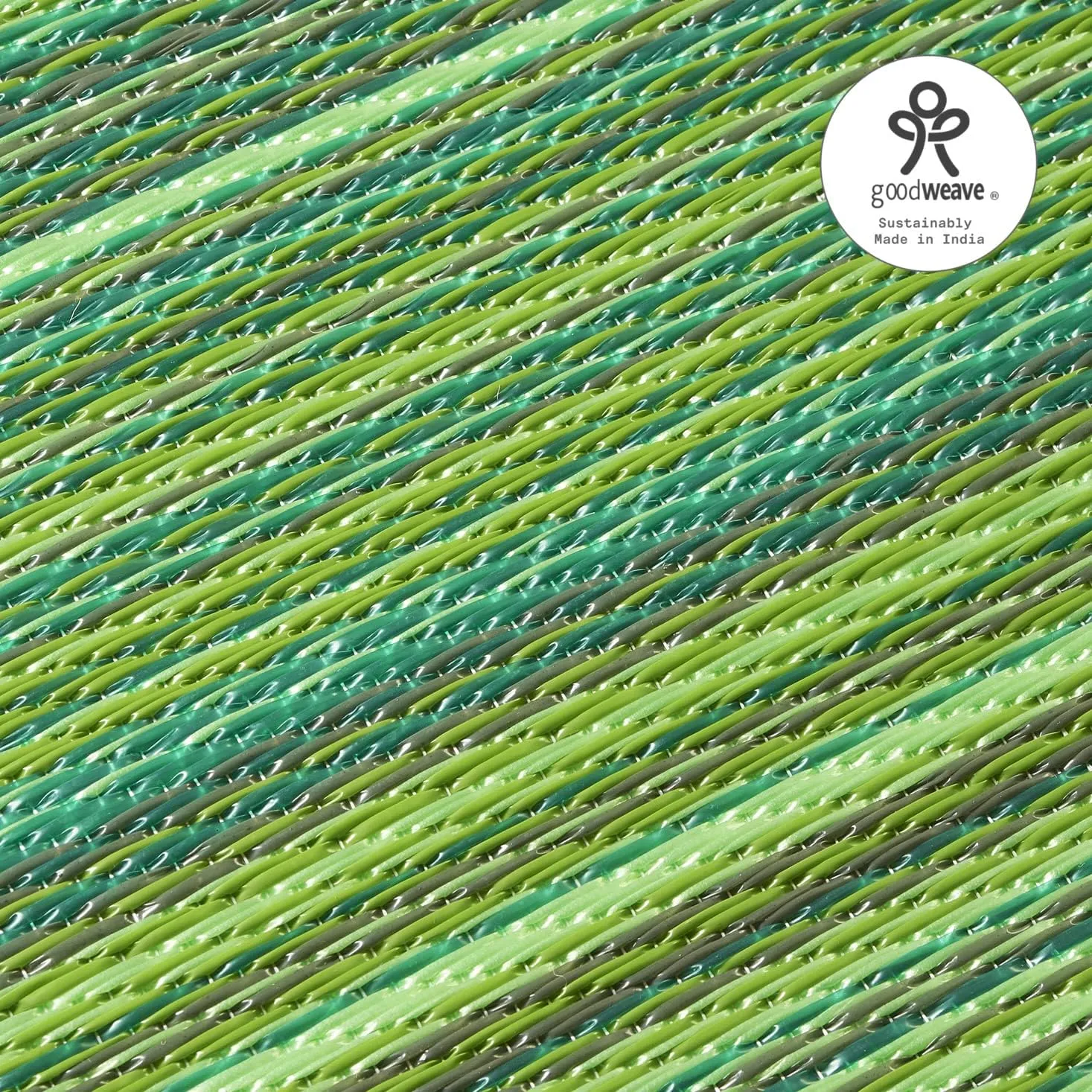 Fab Habitat Outdoor Rug - Waterproof, Fade Resistant, Crease-Free - Premium Recycled Plastic - Striped - Large Patio, Deck, Sunroom, Camping, RV - Cancun - Green - 6 x 9 ft