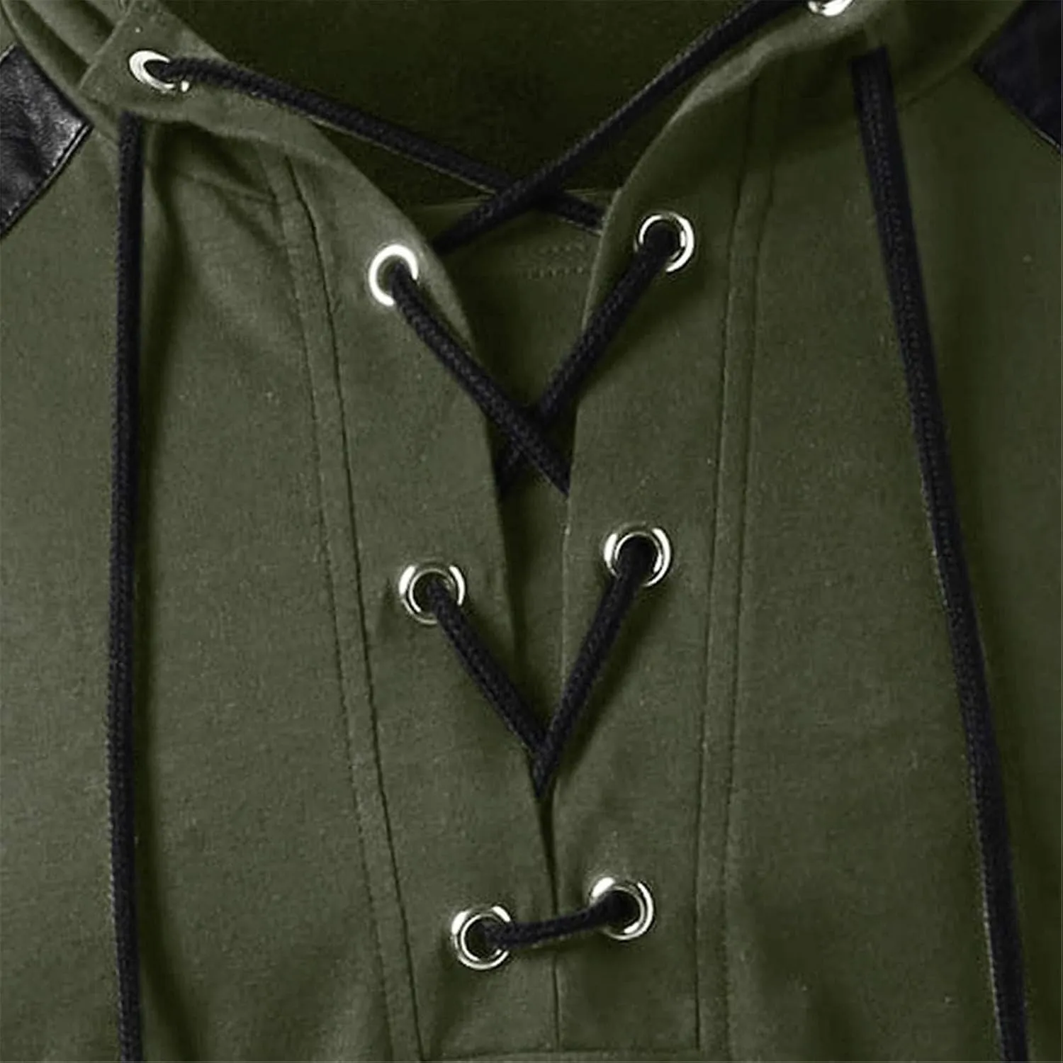 Fall Leather Patchwork Hoodie for Men Hippie Style Hooded Top Caribbean Solid Shirt