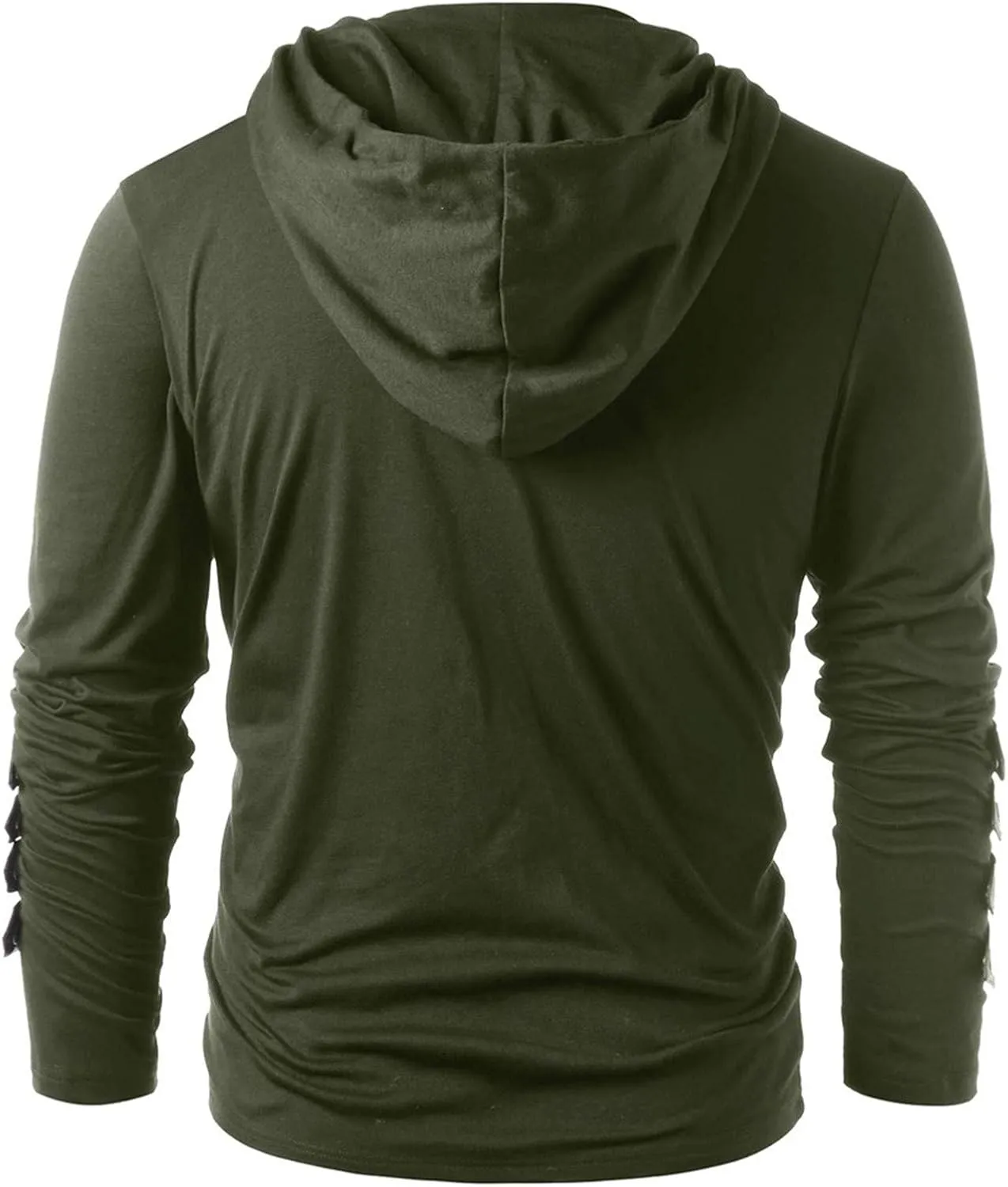 Fall Leather Patchwork Hoodie for Men Hippie Style Hooded Top Caribbean Solid Shirt