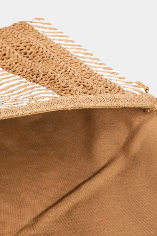 Fame Striped Straw Stitch Clutch Bag