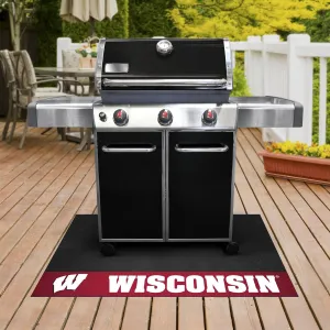 FANMATS - 12134 NCAA University of Wisconsin Badgers Vinyl Grill Mat, Black, 26"x42"