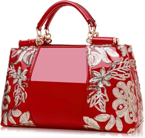 Fashion Handbag for Women Patent Leather Shoulder Bag Top Handle Satchel Large Capacity Crossbody Bag Evening Purse