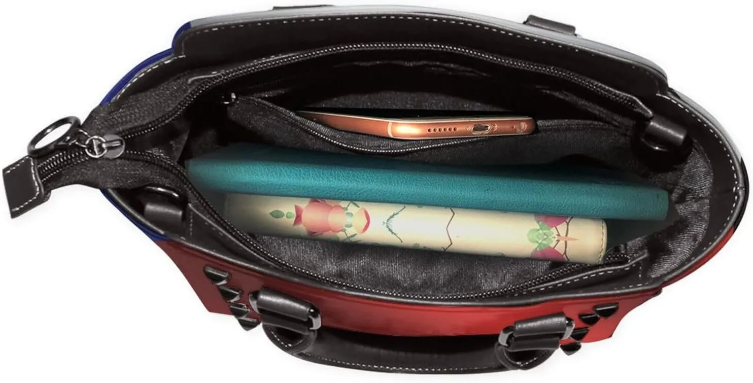 Fashion Rivet Handbag for Women Crossbody Purse Studded PU Leather Handle Bag