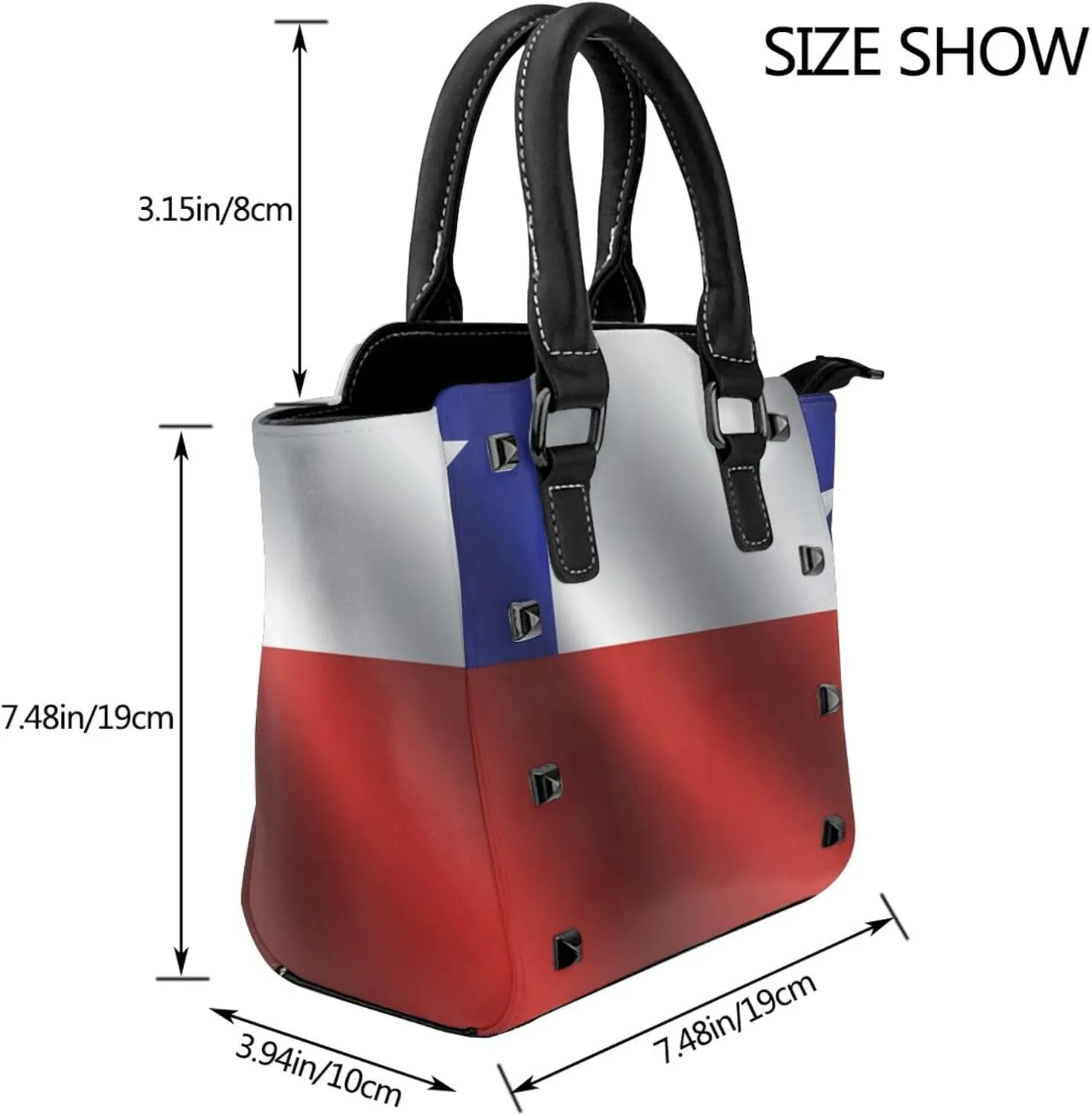 Fashion Rivet Handbag for Women Crossbody Purse Studded PU Leather Handle Bag