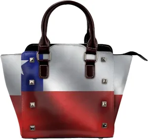 Fashion Rivet Handbag for Women Crossbody Purse Studded PU Leather Handle Bag