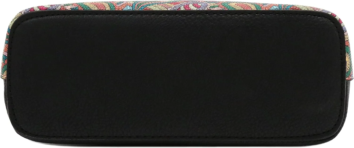 FashionPuzzle Leopard Paisley Print Small Dome Crossbody with Chain Strap