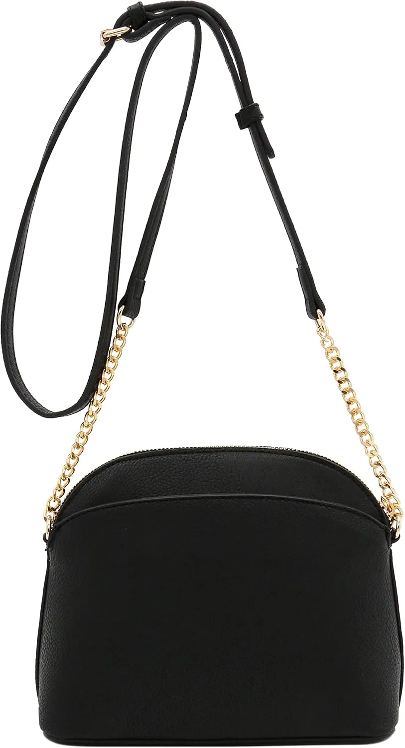 FashionPuzzle Leopard Paisley Print Small Dome Crossbody with Chain Strap
