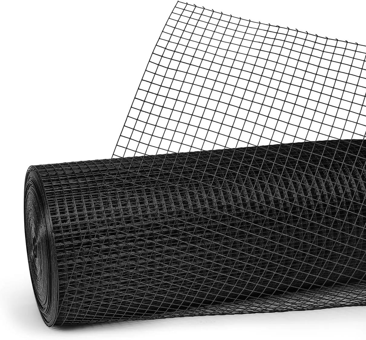 Fencer Wire Vinyl Coated 19 Gauge Welded Fence Wire Roll, Mesh Size 1/2-Inch x 1/2-Inch, Black Garden Fencing Wire Grid Hardware Cloth, Poultry Chicken Fence Rolls (4ft. x 100ft.)