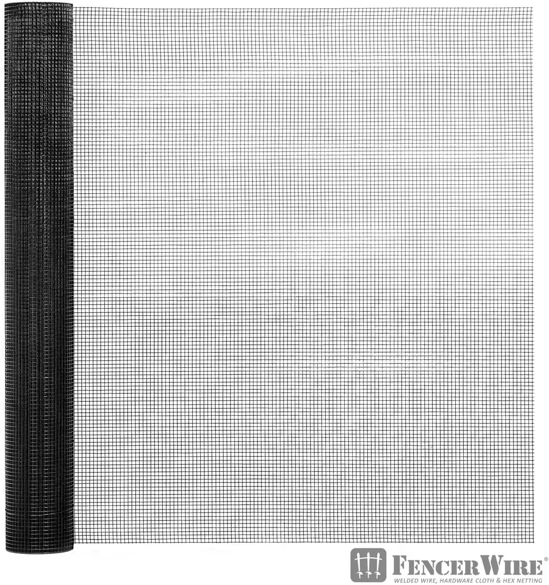 Fencer Wire Vinyl Coated 23 Gauge Welded Fence Wire Roll, Mesh Size 1/4-Inch x 1/4-Inch, Black Garden Fencing Wire Grid Hardware Cloth, Poultry Chicken Fence Rolls, Multiple Use for Home Improvement