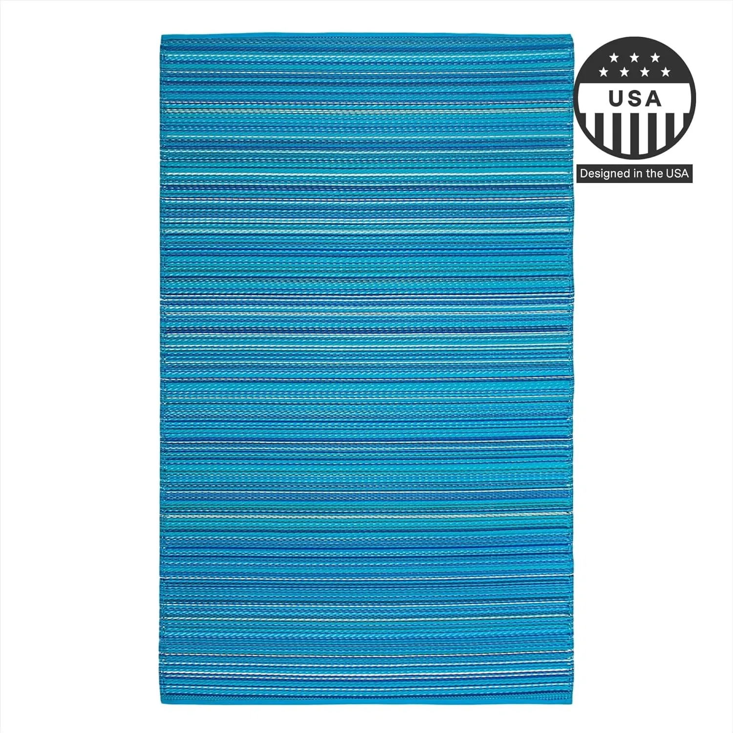 FH Home Outdoor Rug - Waterproof, Fade Resistant, Crease-Free - Premium Recycled Plastic - Striped - Patio, Deck, Porch, Balcony, Laundry Room - Havana - Turquoise Crease Free - 4 x 6 ft