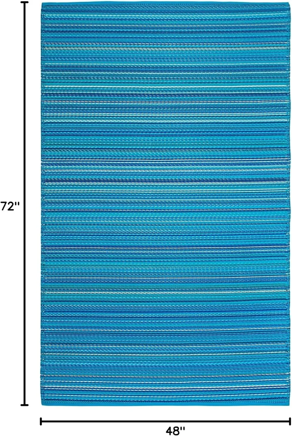 FH Home Outdoor Rug - Waterproof, Fade Resistant, Crease-Free - Premium Recycled Plastic - Striped - Patio, Deck, Porch, Balcony, Laundry Room - Havana - Turquoise Crease Free - 4 x 6 ft