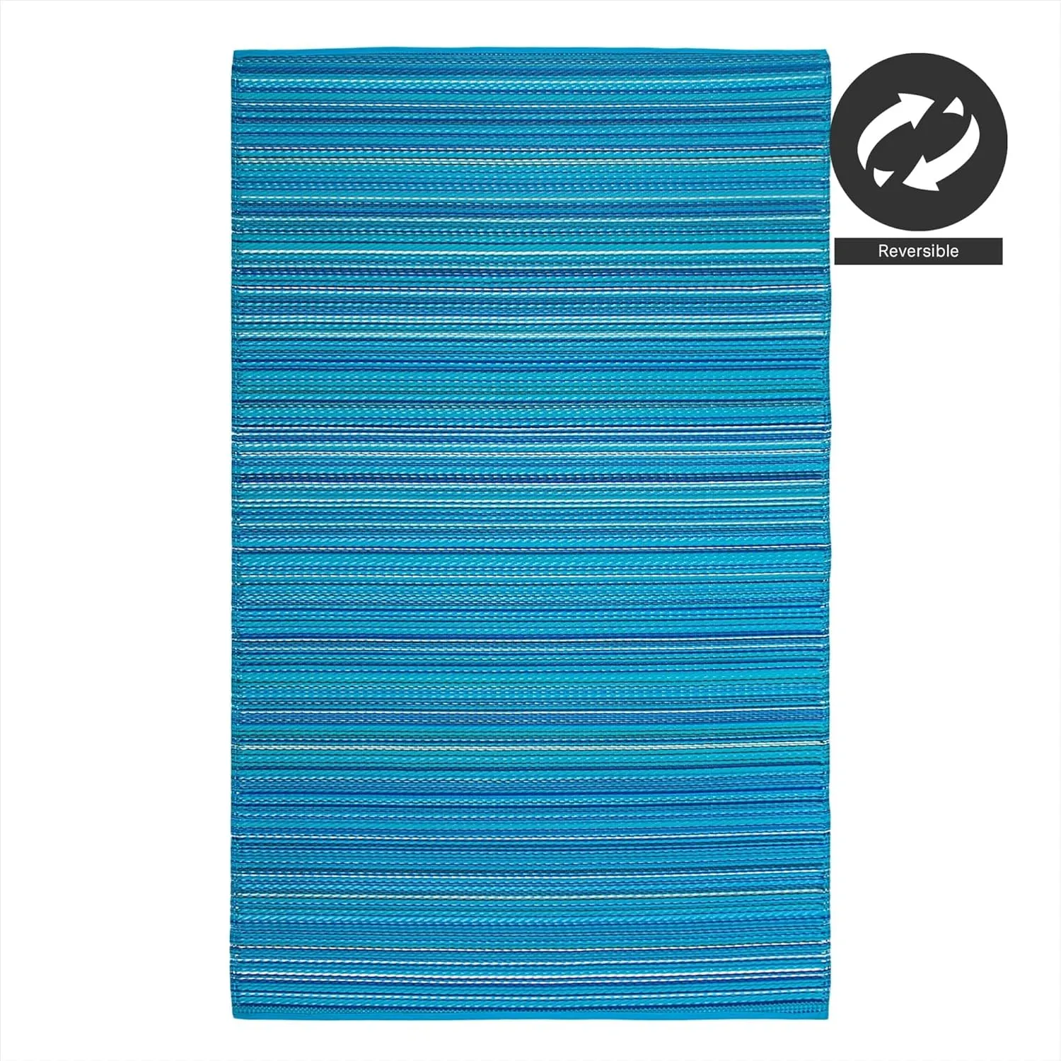 FH Home Outdoor Rug - Waterproof, Fade Resistant, Crease-Free - Premium Recycled Plastic - Striped - Patio, Deck, Porch, Balcony, Laundry Room - Havana - Turquoise Crease Free - 4 x 6 ft