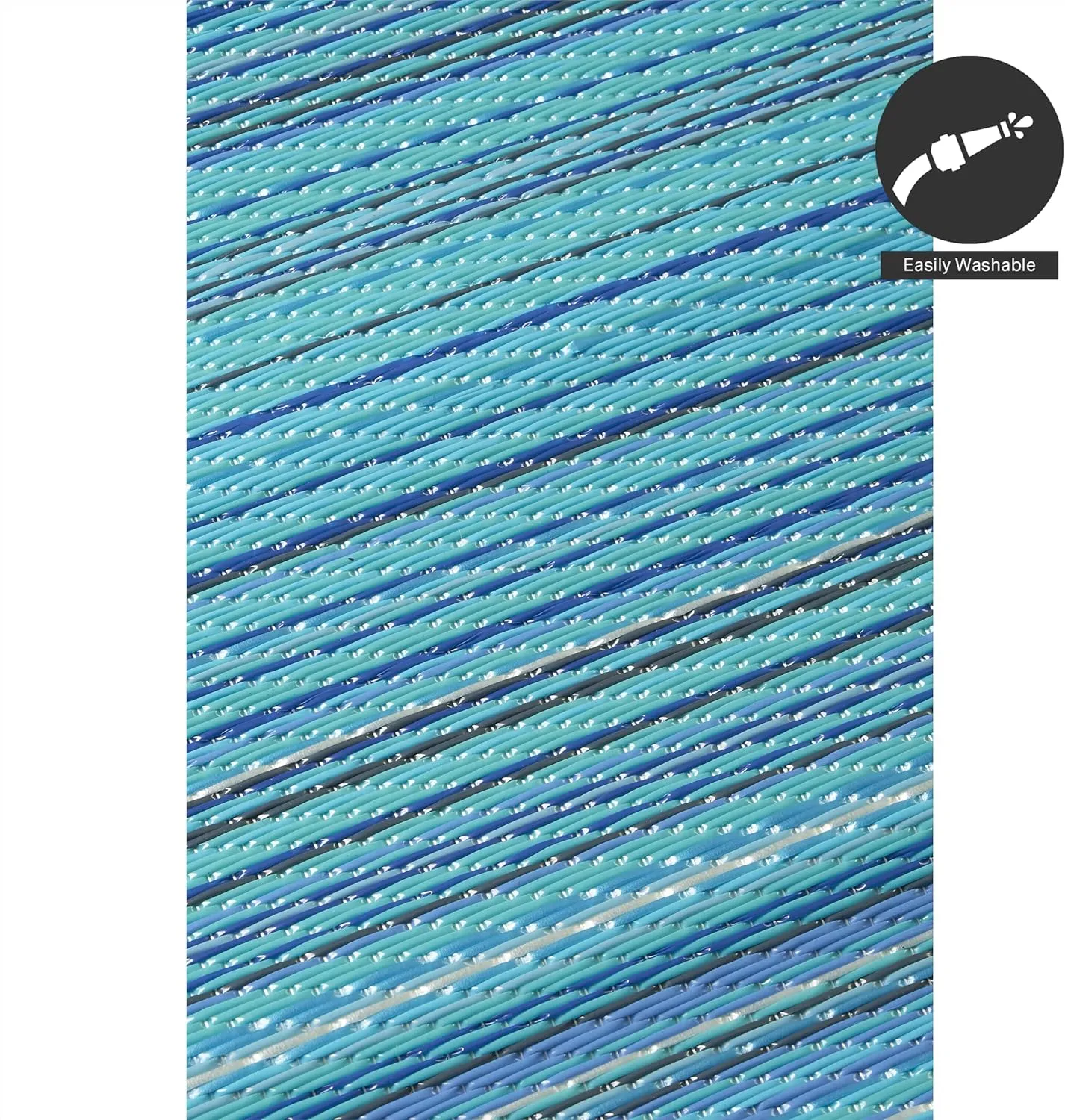 FH Home Outdoor Rug - Waterproof, Fade Resistant, Crease-Free - Premium Recycled Plastic - Striped - Patio, Deck, Porch, Balcony, Laundry Room - Havana - Turquoise Crease Free - 4 x 6 ft