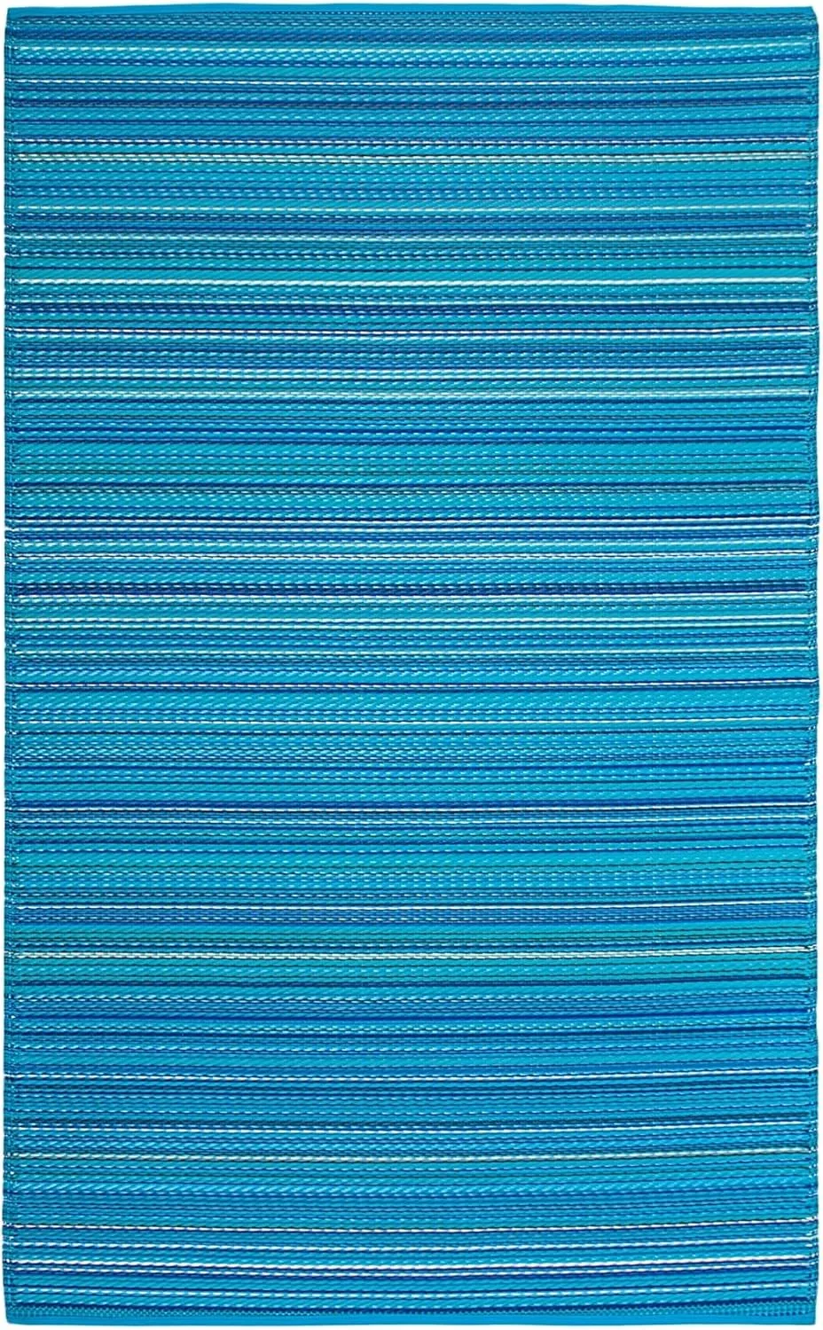 FH Home Outdoor Rug - Waterproof, Fade Resistant, Crease-Free - Premium Recycled Plastic - Striped - Patio, Deck, Porch, Balcony, Laundry Room - Havana - Turquoise Crease Free - 4 x 6 ft