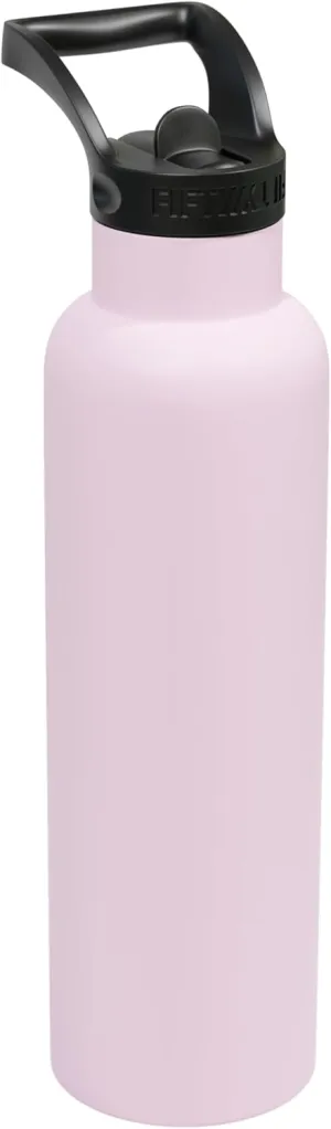 FIFTY/FIFTY Insulated Water Bottle Stainless Steel with Lid and Straw Cap for Bike, Cycling, School, Sport, Gym and More: 21 oz, Cherry Blossom