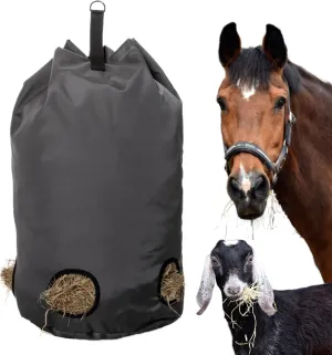 (Final Stock) Hay Bag for Horses & Goats - Super Strong 1200D Oxford Waterproof Material - New Advanced Safe Design Feeder Tote - This Hay Bag Keeps Stable and Trailer Clean