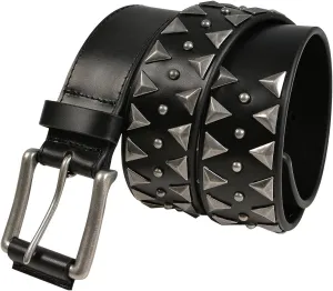 FIORETTO Stylish Mens Studded Casual Italian Cowhide Leather Belts For Jeans Punk Rock Rivets Belt With Buckle For Men Black