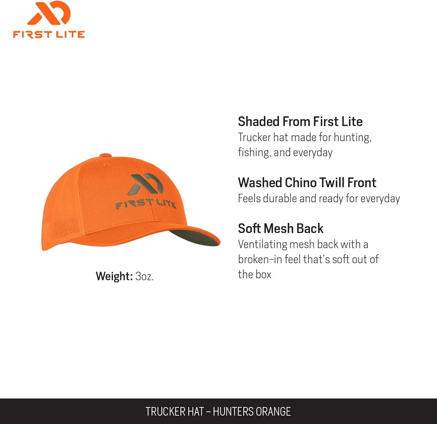 First Lite Trucker Hat - Lightweight Mesh Hunting Cap