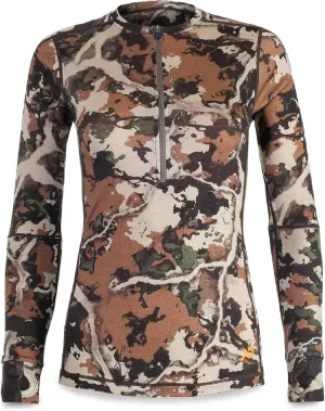 First Lite Women's Wick Quarter Zip - Ultralight Merino Wool Camo Hunting Baselayer