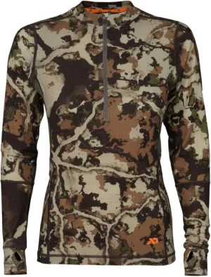 First Lite Women's Wick Quarter Zip - Ultralight Merino Wool Camo Hunting Baselayer