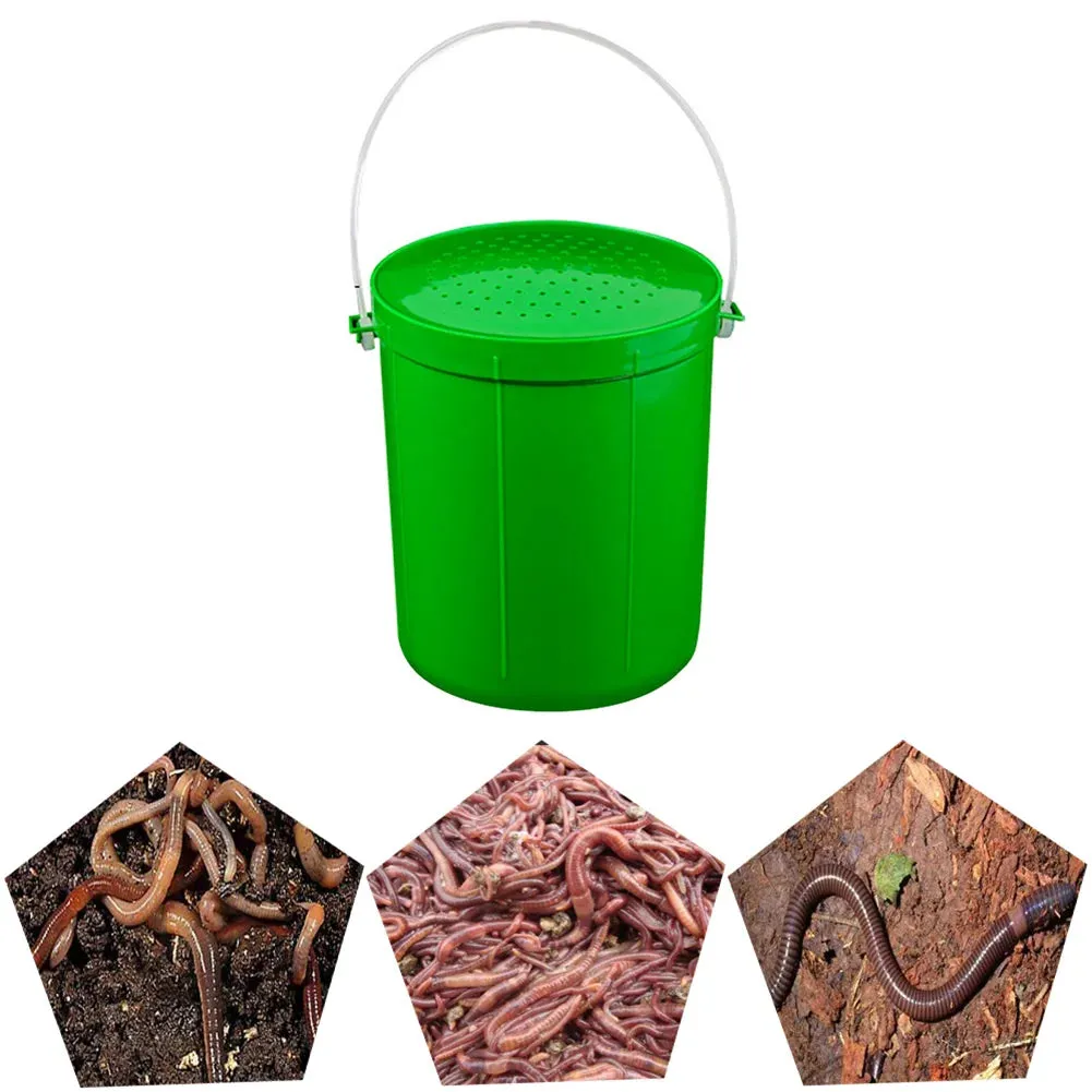 Fishing Bait Bucket Breathable Live Earthworm Box Plastic Fishing Bait Holder Portable Handle Storage Tool Fishing Gear
