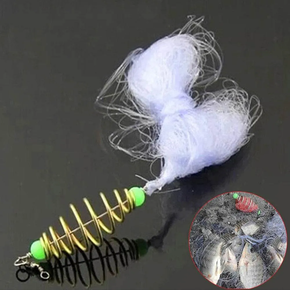 Fishing Bait Fishing Supplies Multi Size Fishing Cage Nylon Spring Shoal Luminous Netting Fishing Net Fishing Traps