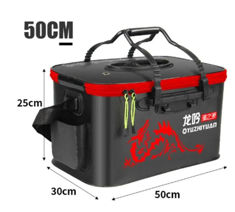 Fishing Bucket EVA Fishing Water Bucket Collapsible Live Fish Box Water Container for Traveling Hiking Fishing Boating