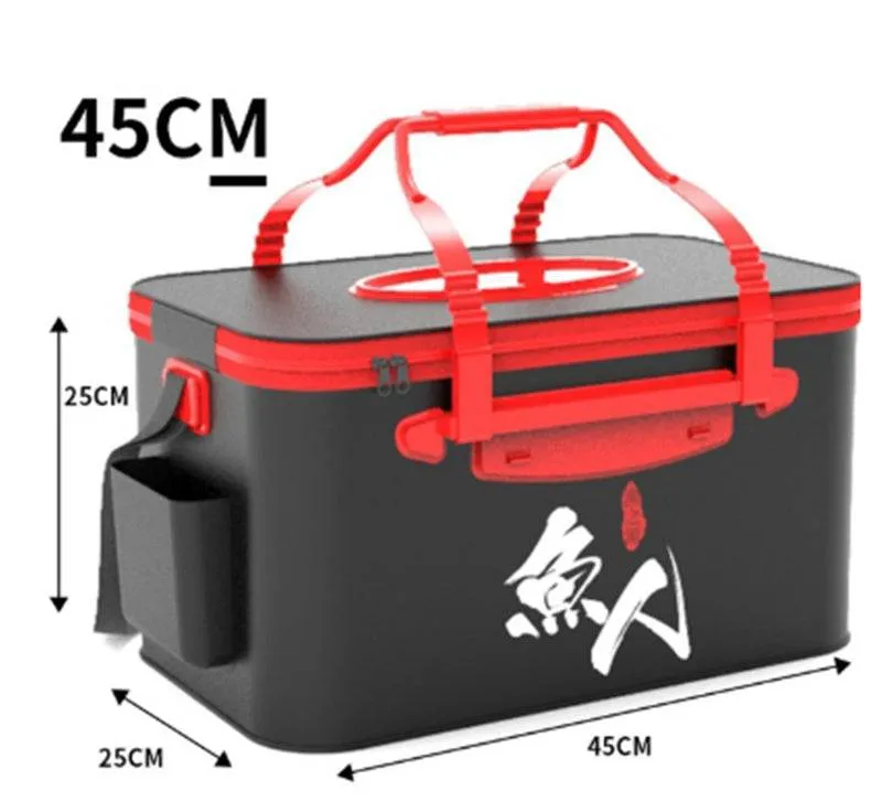Fishing Bucket EVA Fishing Water Bucket Collapsible Live Fish Box Water Container for Traveling Hiking Fishing Boating
