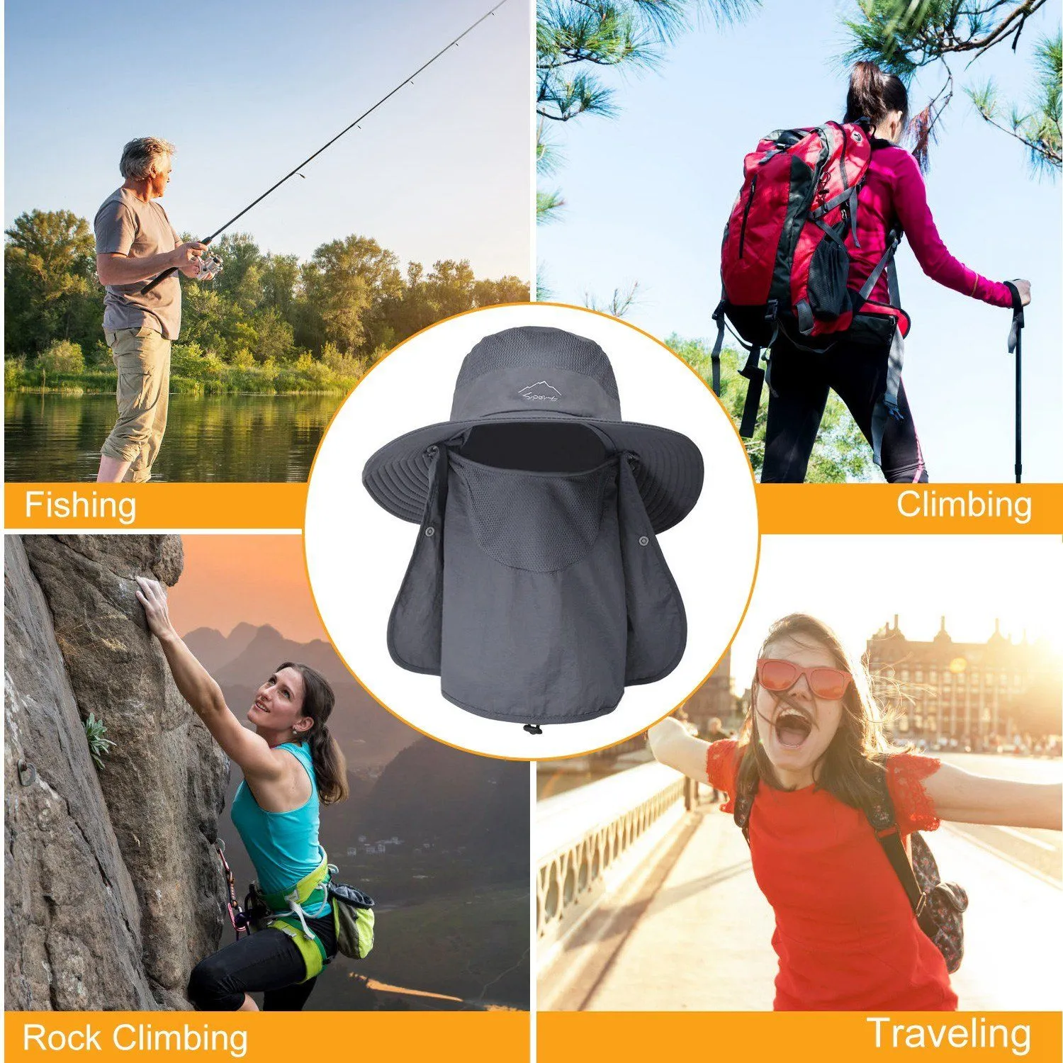 Fishing Bucket Hat Breathable Wide Brim