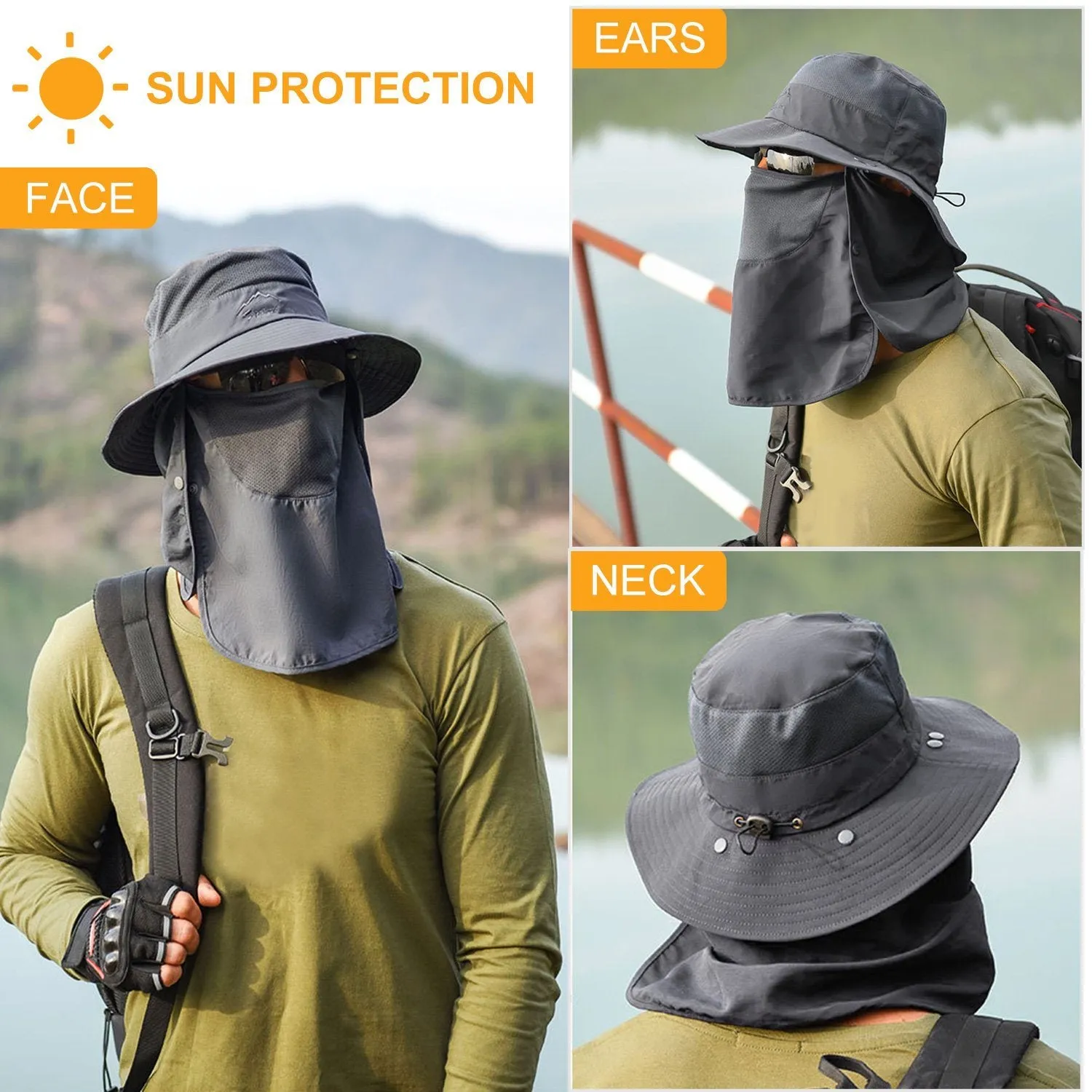 Fishing Bucket Hat Breathable Wide Brim