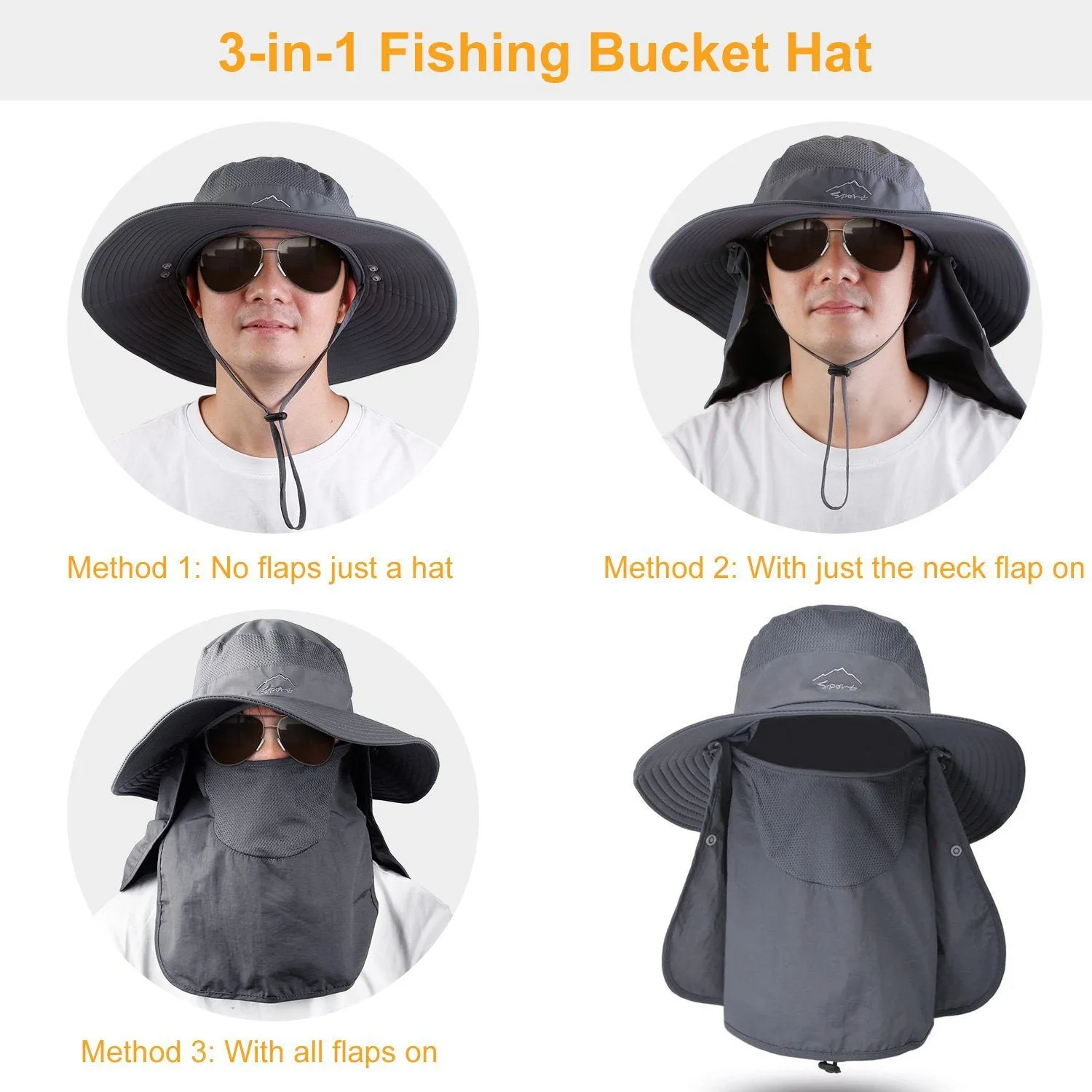 Fishing Bucket Hat Breathable Wide Brim