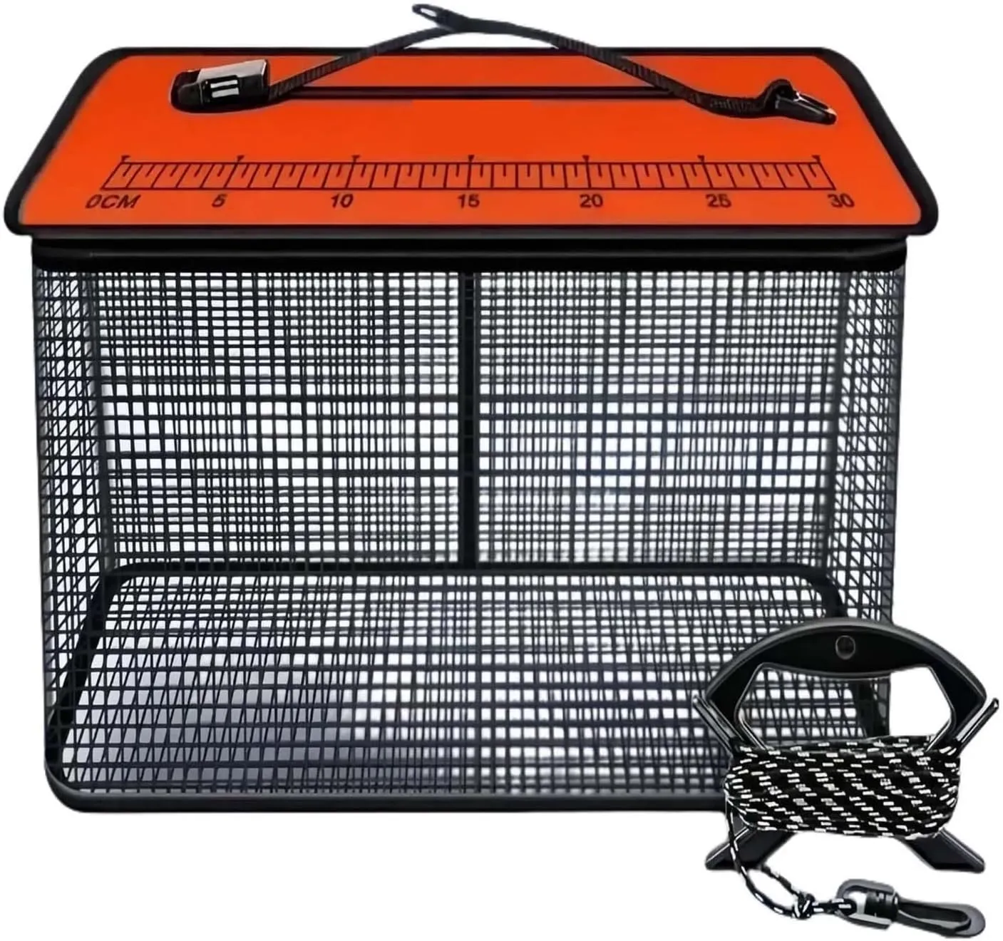 Floating Fishing Basket Collapsible Fishing Net Cage, Rubber Coated Net Fish Basket for Live Fish Bucket