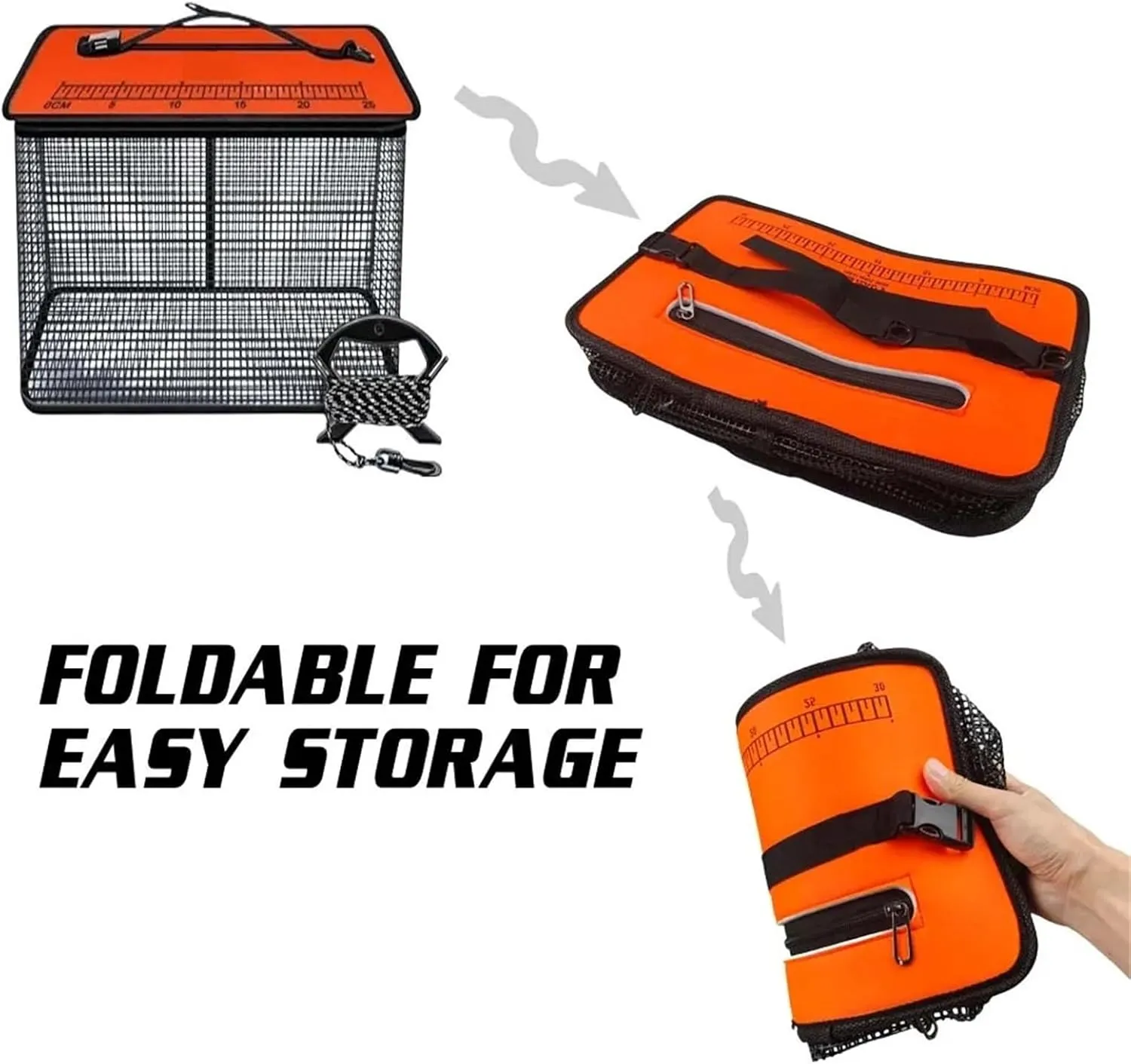 Floating Fishing Basket Collapsible Fishing Net Cage, Rubber Coated Net Fish Basket for Live Fish Bucket