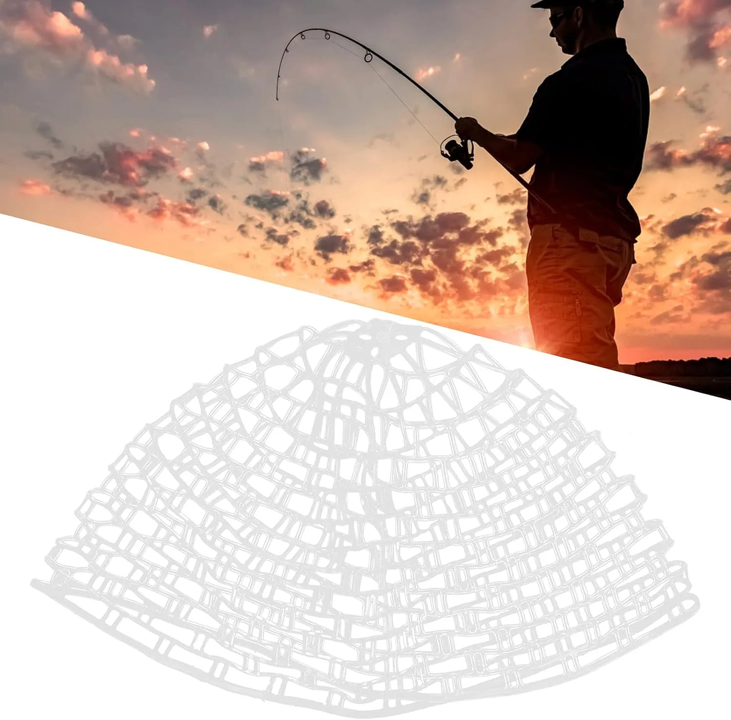 Fly Fishing Landing Net Soft Rubber Mesh Trout Bass Fishing Catch and Release Net Fishing Accessories for Riversides Streams Lakeshores