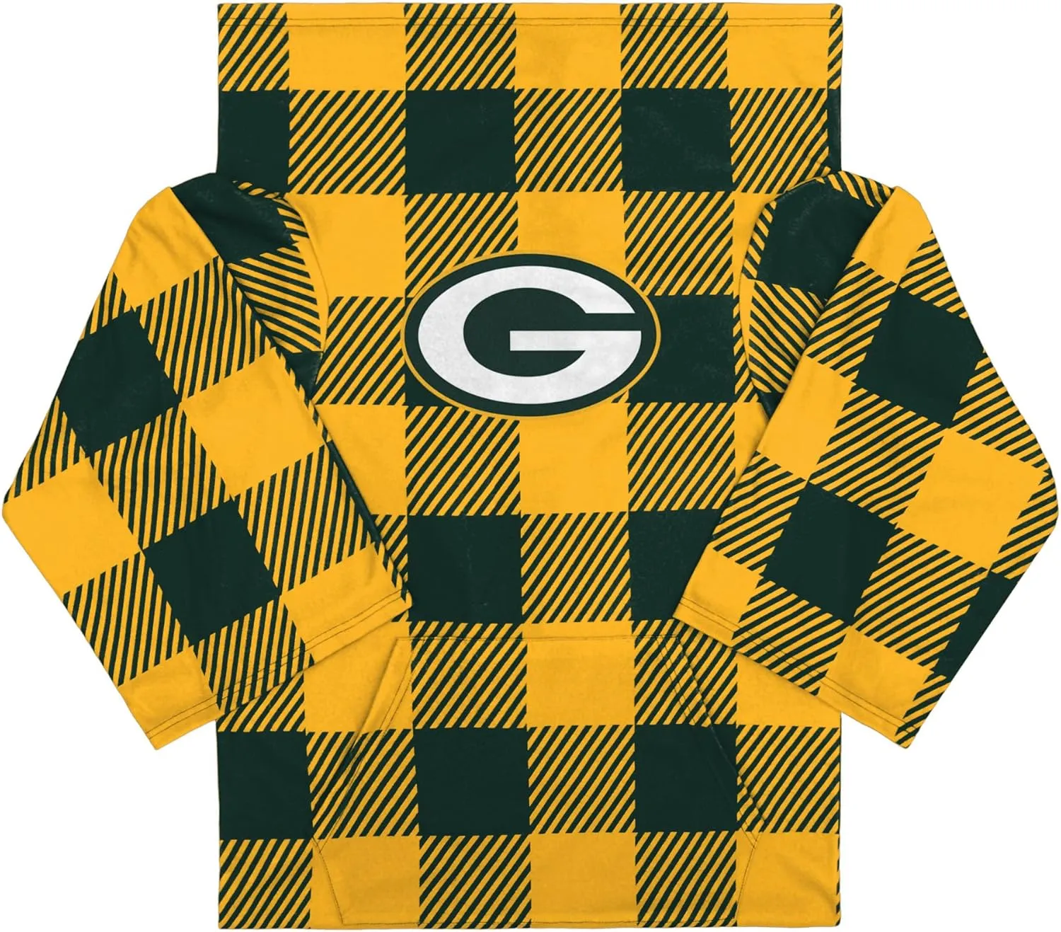 FOCO Green Bay Packers NFL Buffalo Plaid Oversized Wearable Throw Blanket - 48" x 71"