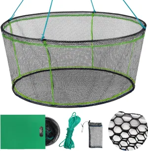 Foldable Fishing Net, Landing Fishing Pier Nets, Drop Net for Pulling Up Fish with Rope, Portable Bridge Fishing Net for Minnows, Crawfish, Shrimp